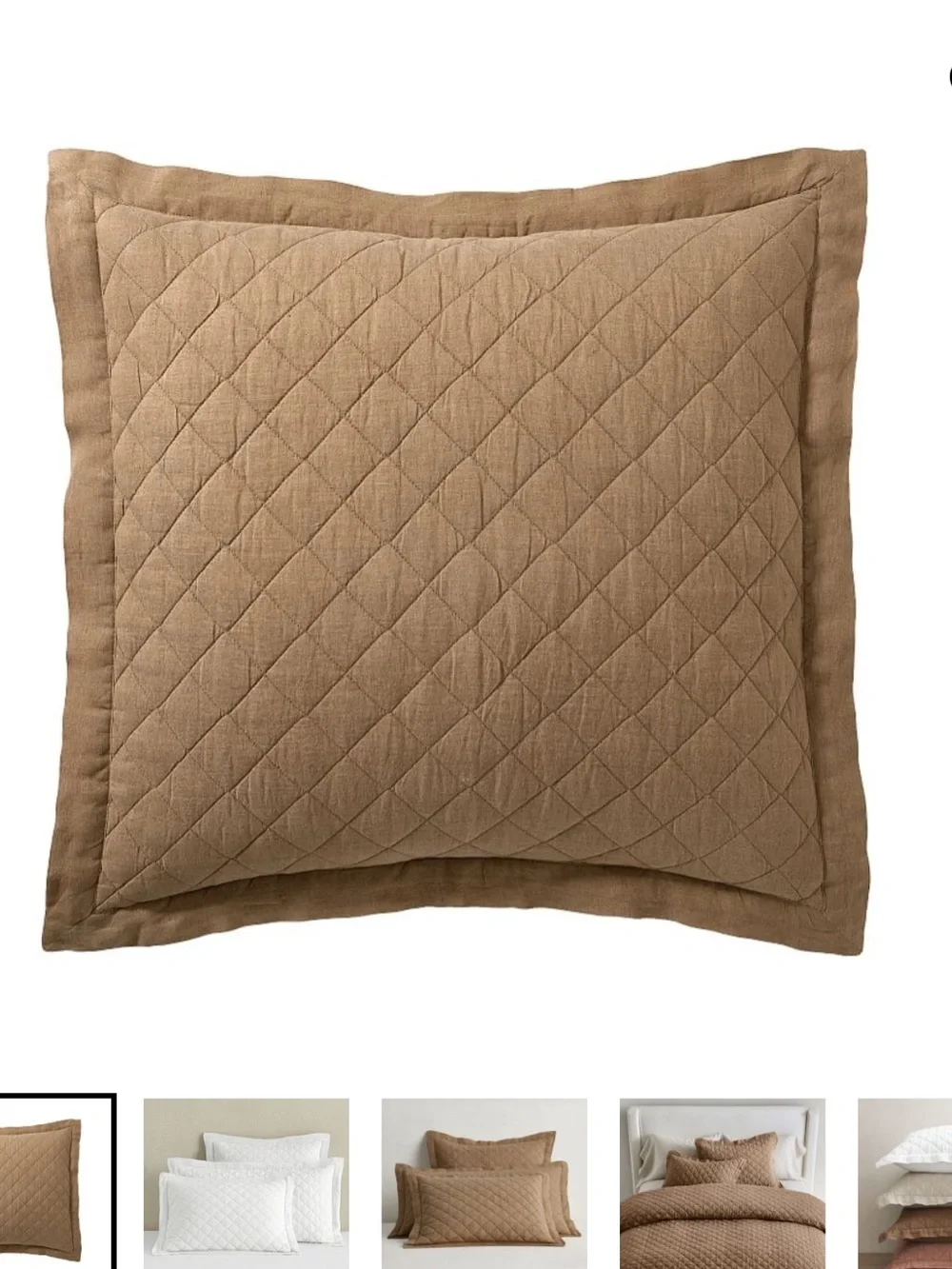 Pottery Barn Belgian Flax Linen Diamond Quilted Sham Euro 1 Sample